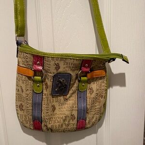U.S. Polo Assn. Beige and Green Crossbody Bag